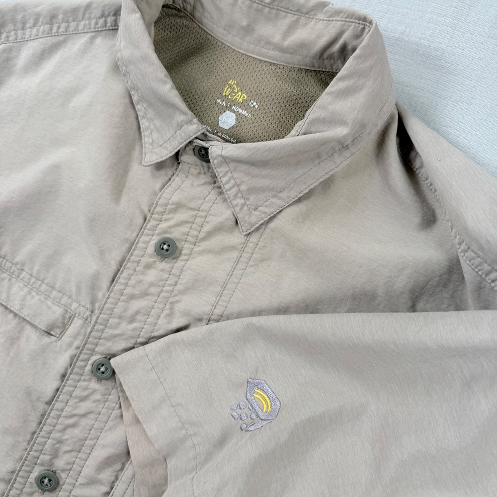 Mountain Hardwear Mens M Canyon Short Vented Sleeve Button‎ Down Shirt Tan Gorp